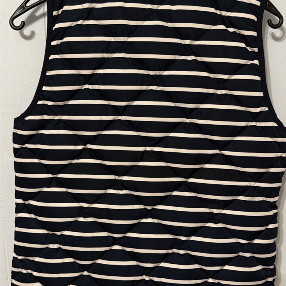 J. Crew Striped Quilted Vest in Navy and Cream - Picture 6 of 9